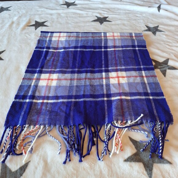 Lands' End Soft Purple Plaid Fringe Scarf Warm Winter Accessory Acrylic Soft - Picture 2 of 6